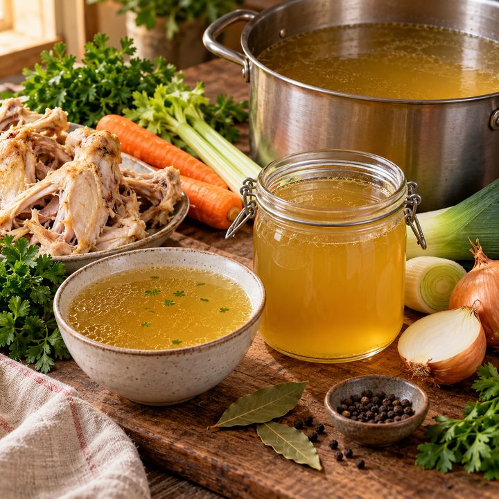 Foto bij kippenbouillon